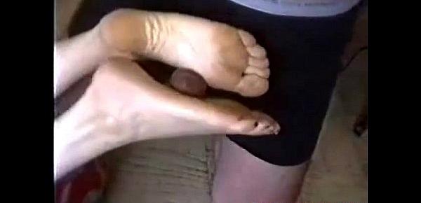 Rub granny feet on my cock